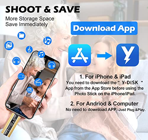 Image of EATOP 512GB Photo Stick for iPhone Flash Drive, iPhone Memory Stick Thumb Drives USB Stick External Storage Compatible with iPhone /iPad /Android /PC (Gold)