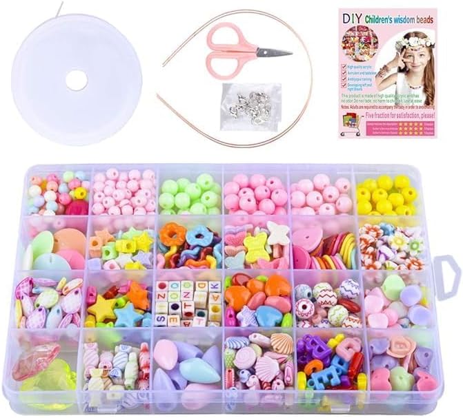 RAGHAVENTERPRISEPremium Children's DIY Jewelry Making Kit with 369 Pieces, Colorful Beads for Bracelets, Necklaces, Rings, Hairbands, Craft Set with Storage Box, Multicolor