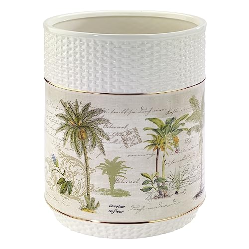 Avanti Linens - Waste Basket, Decorative Trash Can, Guest Bathroom Essentials, Tropical Inspired Bathroom Accessories (Colony Palm Collection)