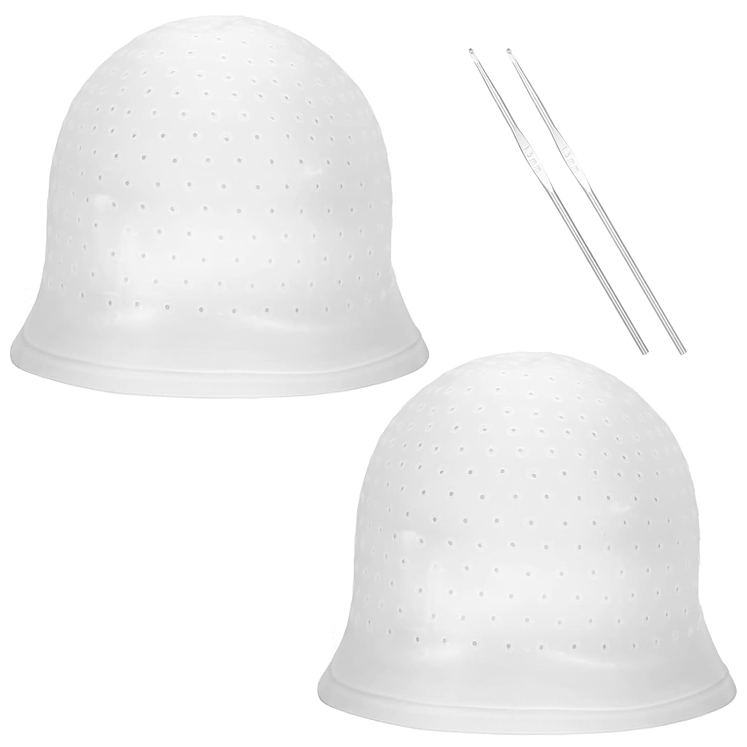 FRIUSATE 2 Pieces Punched Highlight Cap for Hair with Hook