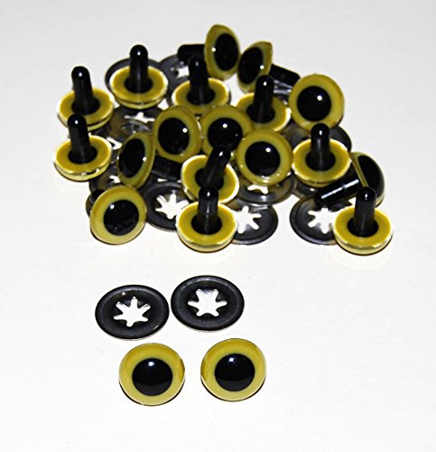 celloexpress 9mm Yellow Green Crystal Eyes with Metal Backs - Safety Eyes for Soft Toy Teddy Bear Animal Making (Pack of 10 Pairs)