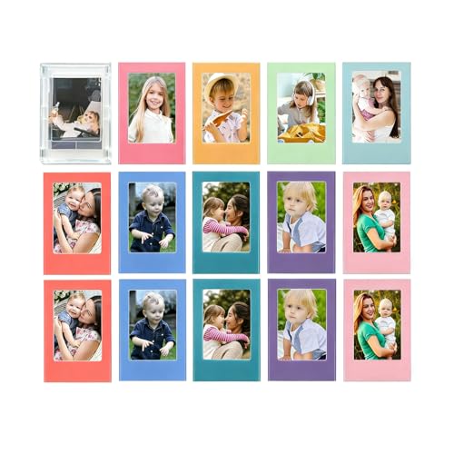 Image of 15 Packs 10 Colors Mini Magnetic Photo Frame 3-Inch Picture Holder for Refrigerator Iron Metal Products Holiday Gift Set for Birthday Easter Valentine’s Mother’s Day Magnetic Building Block Components to Friend Family Teacher (Style 2)