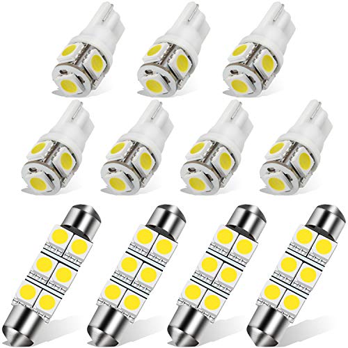 Partsam T10 578 LED Car Interior Dome Lights Bulbs White Kit, Super Bright 168 578 42mm LED Bulbs Combo for Silverado 1999-2006 LED Truck Dome Map Courtesy Door Trunk License Plate Lights, 11Pack