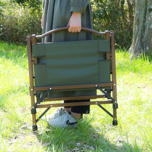 不二貿易 折りたたみ椅子 ローチェア 幅55×奥行56×高さ65cm オリーブ アウトドアチェア 軽量 水洗い可能 耐荷重80kg シュミット 37982 2枚目