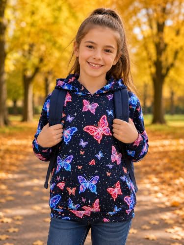 Image of uideazone Girls Graphic Hoodie, Long Sleeve Hooded Sweatshirt 4-14 Years