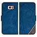 Compatible with Samsung Galaxy S7 Edge Wallet Case and Tempered Glass Screen Protector Flip Cover Card Holder Stand Cell Phone Cases for Glaxay S7edge Gaxaly S 7 Plus Galaxies GS7 7s 7edge Women Blue