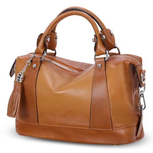 Image of HESHE Womens Genuine Leather Purse Satchel Tote Bags Ladies Real Leather Bags Crossbody Handbags