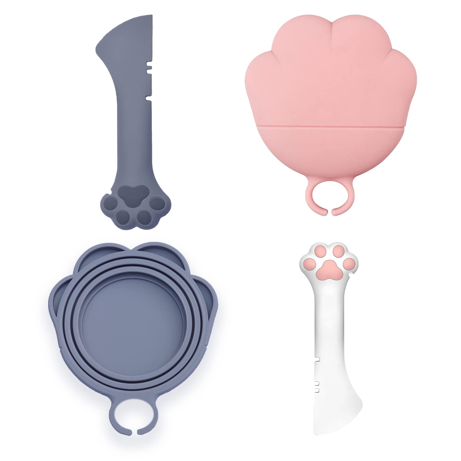 Meow&Woof Cat Food Can Lid and Spoon, BPA Free Silicone Cover for Animal Wet Food Storage, Reusable Topper for 3/5 /5.1/5.5/12/ 13 oz Cans