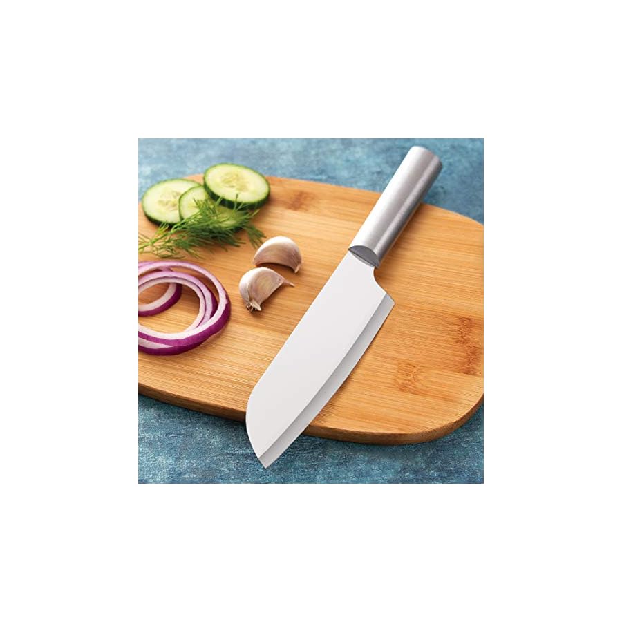 Rada Cutlery Knife Set with Oak Block – 7 Pc Stainless Steel Kitchen Knife Set with Aluminum Handles