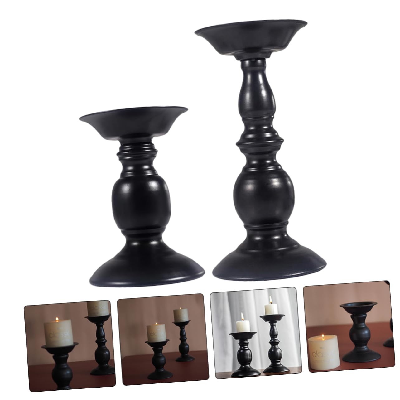 Candelabro de Hierro Negro Estilo Europeo para Boda, 2 Piezas
