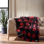Eddie Bauer Ultra Soft Home Décor, All Season Bedding, Faux Fur Red/Black, Throw w/Pillow Cover