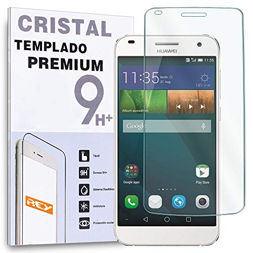 REY Protector de Pantalla para Huawei Ascend G7, Cristal Vidrio Templado Premium
