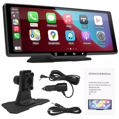 Pantalla Coche de CarPlay/Android Auto Inalámbrico - Portátil Radio Coche con...