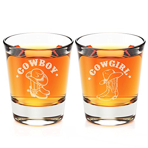 Vaso grabado estilo Cowboy and Cowgirl flautado