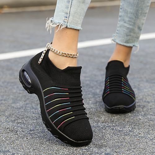 Image of Non Slip Work Shoes Women, Slip On Sneakers Women,Work Shoes Walking Gym Nurse Mesh Casual Fashion Sneakers Comfort Breathable Lightweight