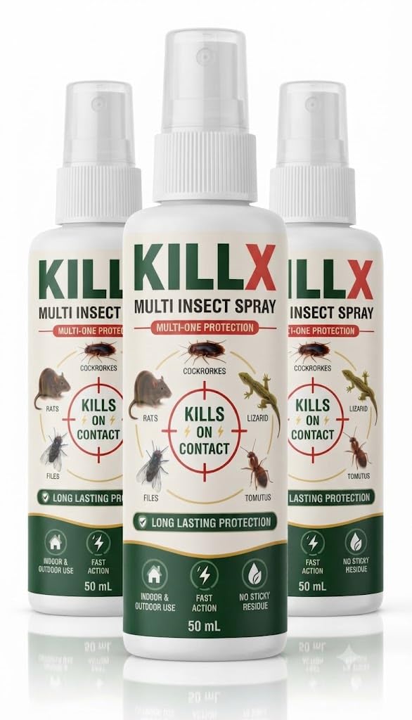 KillX Multi Insect Spray 50ml | Fast Action Household Pest Control for Cockroaches, Ants, Flies & Crawling Insects | Long Lasting Indoor & Outdoor Surface Protection Spray-image-37