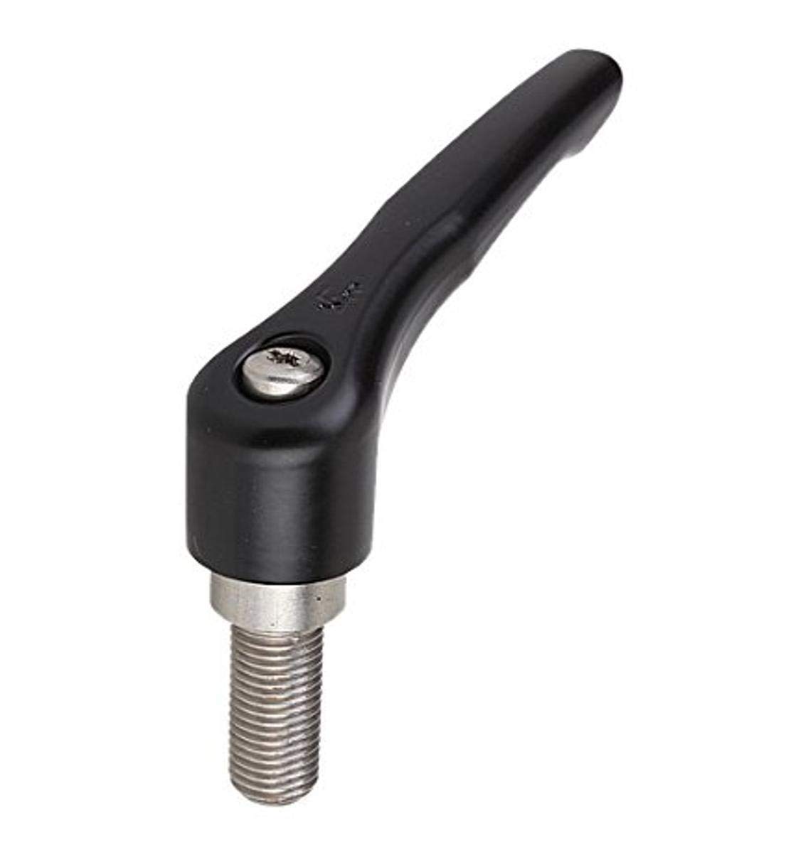Kipp 06461-4A51X60 Zinc Adjustable Handle with 1/2-13 External Thread, Modern Design Style, Stainless Steel Components, Inch, Black Satin Powder-Coated Finish, Size 4, 60 mm Screw Length