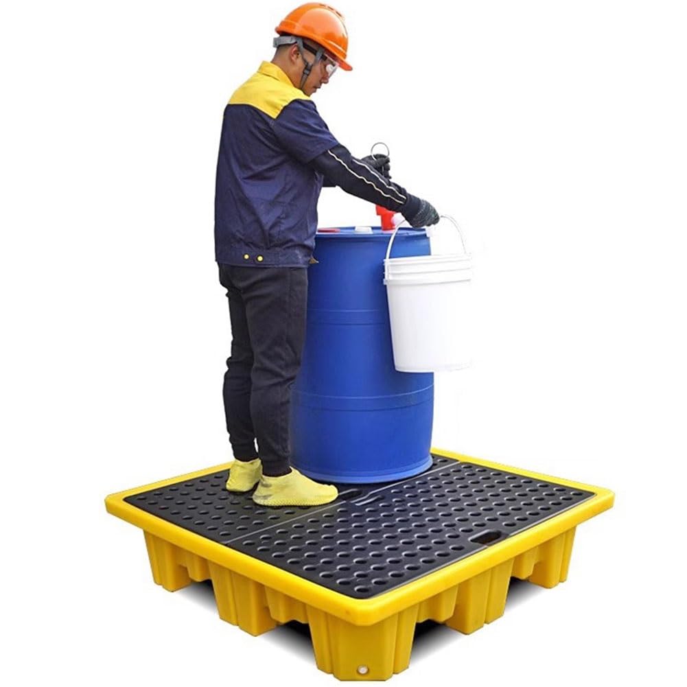 JKJZSALJ Oil Tank Spill Tray,Spill Platform Square Or Rectangular, Spill Containment Platform Plastic Pallet Container Anti-Leakage, 17 Styles,Yellow,33.5 * 33.5 * 5.5cm