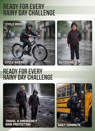 Image of Boys Boys Solid Polyester Raincoat and Elastic Pant Set