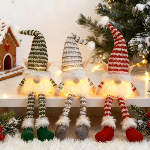 GAROMIA Weihnachtsdeko Innen 3 Stück Wichtel Figuren Leuchtende...