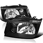 SPEC-D TUNING Black Headlights W/Fog Compatible with Volkswagen Jetta Bora Mk4 1999-2005 L+R Pair Head Light Lamp Assembly