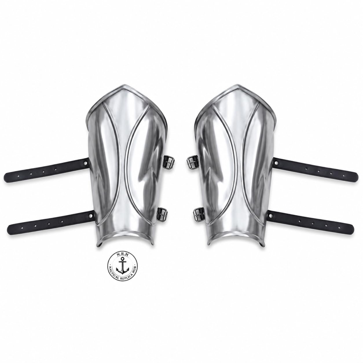 Nautical Replica Hub Aragorn king bracers (pair); medieval bracers; vambrace for larps and cosplay; Lord of the Ring cosplay (ROMAN VAMBRANCES SILVER)