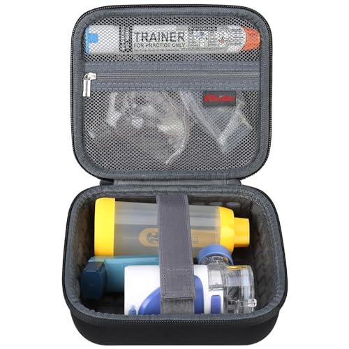 Image of Elonbo Carrying Case for Portable Handheld Inhaler Nebulizer Machine Asthma Inhaler Spacer, EpiPen Travel Medicine Kit, Handheld Mesh Atomizer Machine Holder Bag, Pocket Fits Auvi Q Ventolin, Black