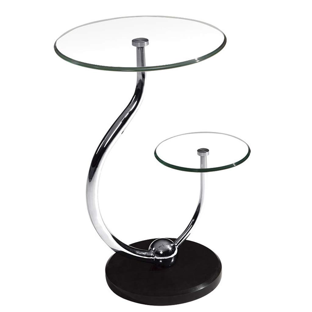 Table basse ronde meuble en verre trempé table de rangement