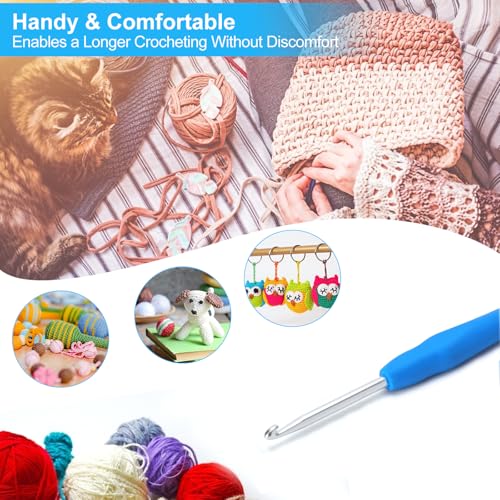 Image of Vodiye 10PCS Crochet Hooks, Professional Extra Long 4.0mm, Ergonomic Handle, Crochet Needle for Beginners and Experienced Lovers