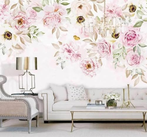 Papier peint 3D fleurs roses XLMING pour décorer un grand mur TV