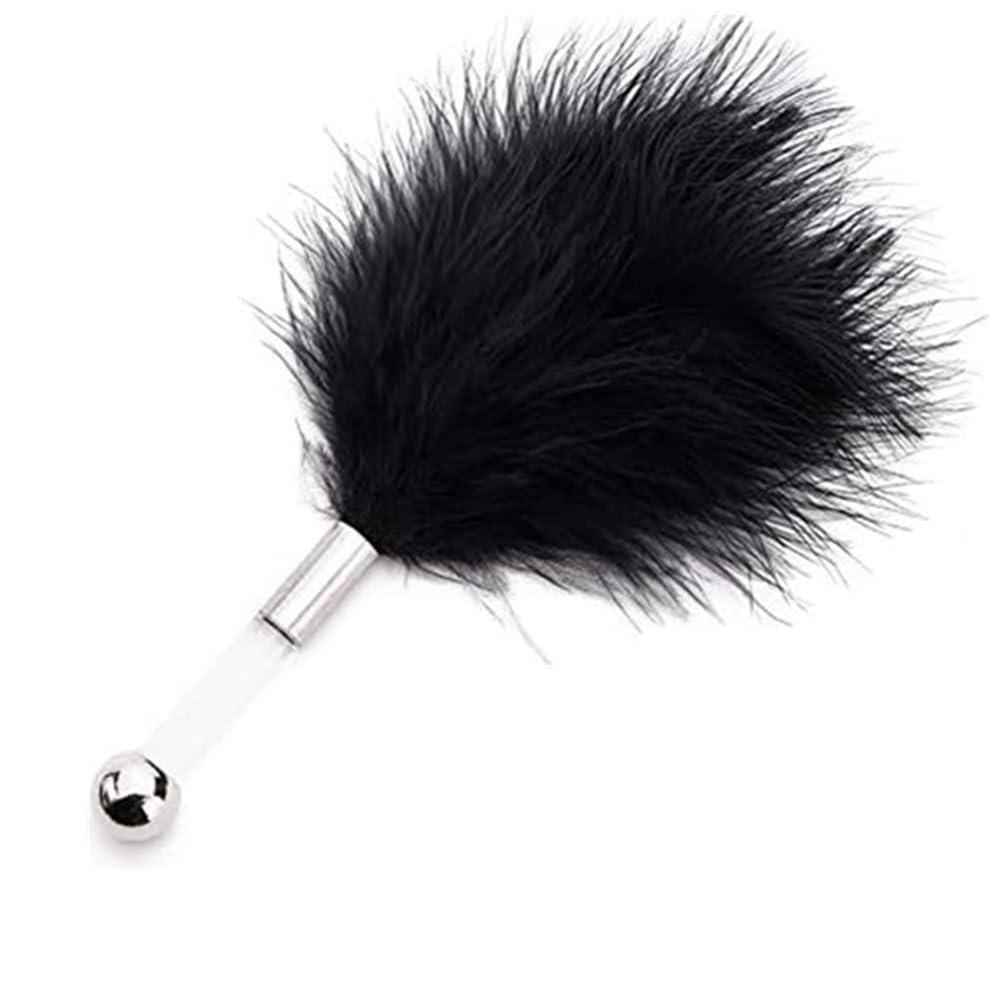 Accesorios de juego de herramientas de masaje de mango animado de plumas negras multifuncionales - por amor