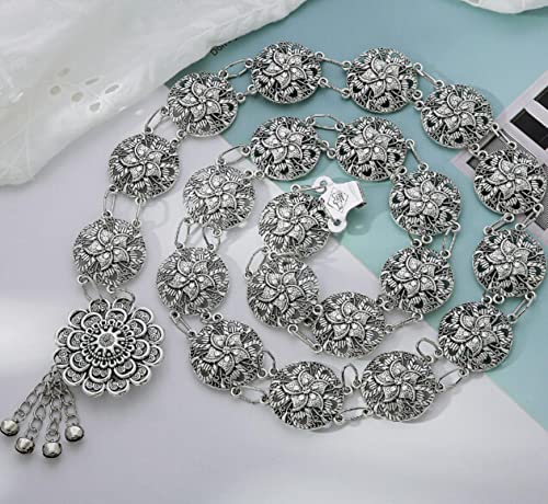 AILIU Aleación afgana Azul Negro Piedra Cadenas para el Vientre Moneda Hippie Borla Larga Cadena de Cintura Vestido de Playa Sexy Cinturón Mujeres Joyería Corporal