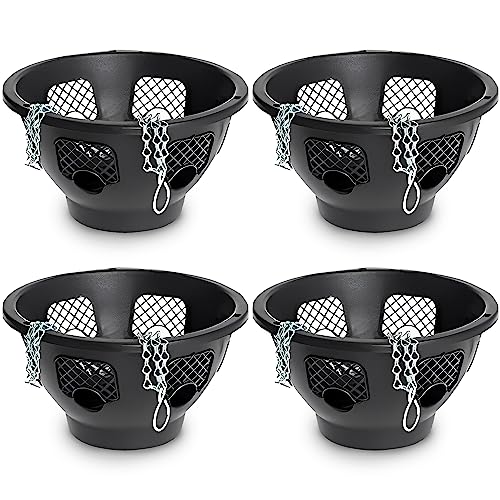 Easy Fill UK Made Set of 4 Hanging Basket - Original Hanging Plant Pots - Black Planters for Balcony, Indoor, or Outdoor - Plastic Hanging Basket for Herb, Flowers, or Plants - 12 Inches