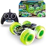 mini rc trucks 1/36 BATTERIEBETRIEBEN UND EINFACH ZU VERWENDEN - Der Stunt Monster Mini 1080 benötigt 4x 1,5V AA-Batterien und 1x E-Block 6LR61, die nicht im Lieferumfang enthalten sind. Dank des batteriebetriebenen Designs ist das Stunt Car einfach zu bedienen und jederzeit einsatzbereit. Setze einfach die Batterien ein, schalte das Auto ein und schon kann das Stunt-Abenteuer beginnen