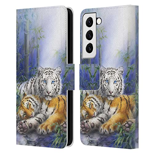 Étui portefeuille cuir Galaxy S22 5G évitant les rayures d'écran avec motif tigres asiatiques