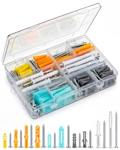 300 Pcs Assorted Wall Plugs Kit for Home Improvement and Decor Replace Picture Hanging Nails with Drywall Anchors for Picture Hangers Frame Canvas DIY Concrete & Dry Wall