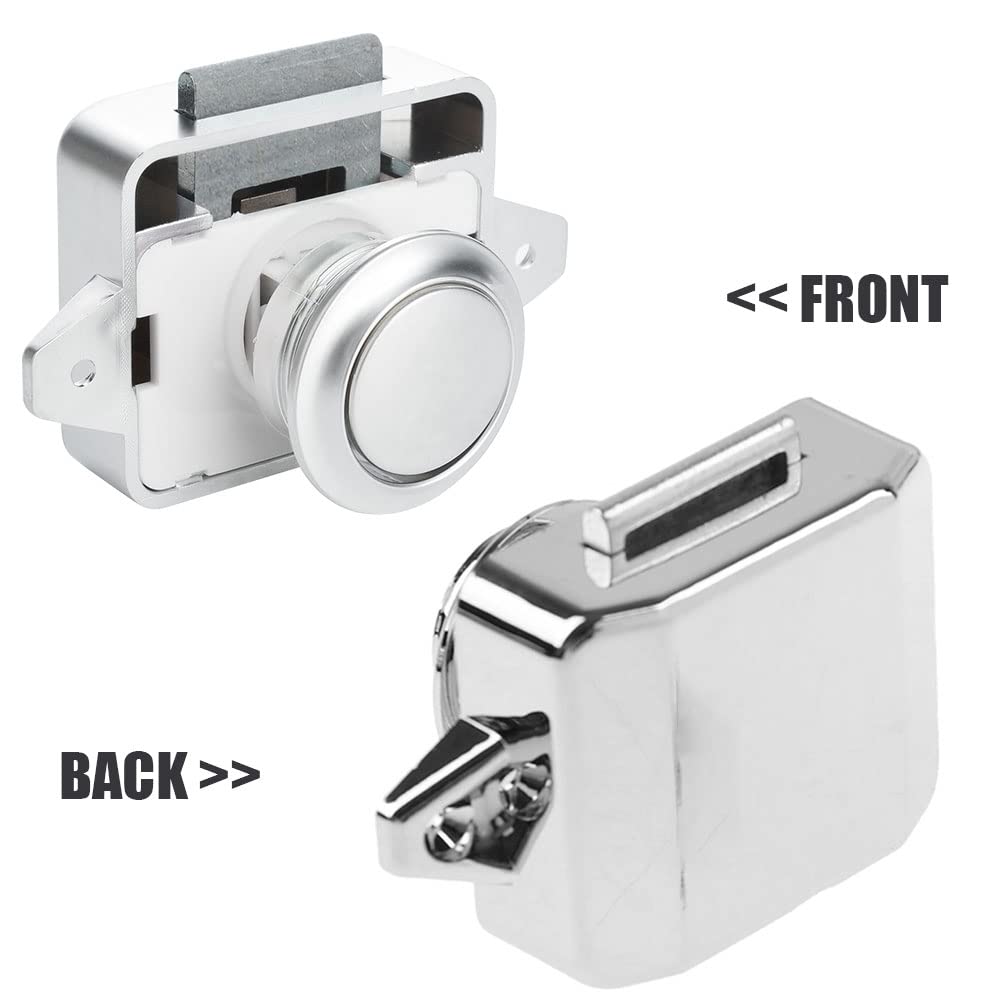 5 Piezas Cerradura de Pestillo con Botón Pulsador, Pomo de Pestillo de 15-18mm, Cerradura de Puerta Sin Llave para RV, Barco, Yate, Autocaravana, Armario, Puerta