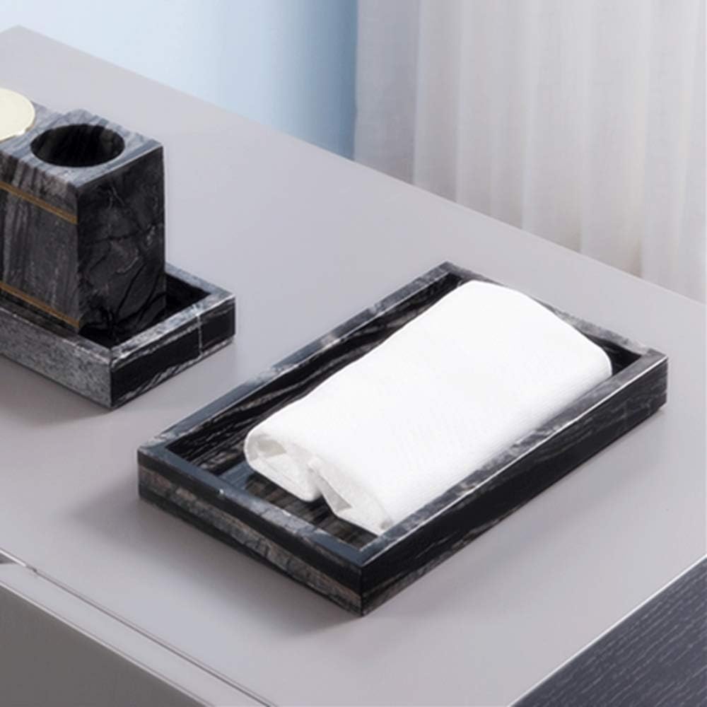 Natural Marble Elegant Jewelry Tray Small Stone Organizer for Dressroom/Bathroom/Coffeeshop (Ancient Wood Grain, 9.84Lx5.91Wx1.18H)