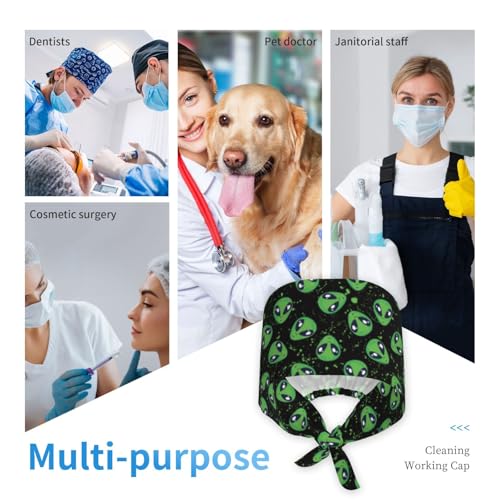 Image of Working Cap Scrub Cap with Sweatband Adjustable Unisex Women Tie Back Hat Nurse Surgical Caps