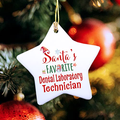 Santa's Favorite Dental Laboratory Technician Ornament - Star Shaped - Gifts for Christmas Tree Birthday Party Decor - Boss Coworker Manager Office Colleague Male Female Dad Mom
