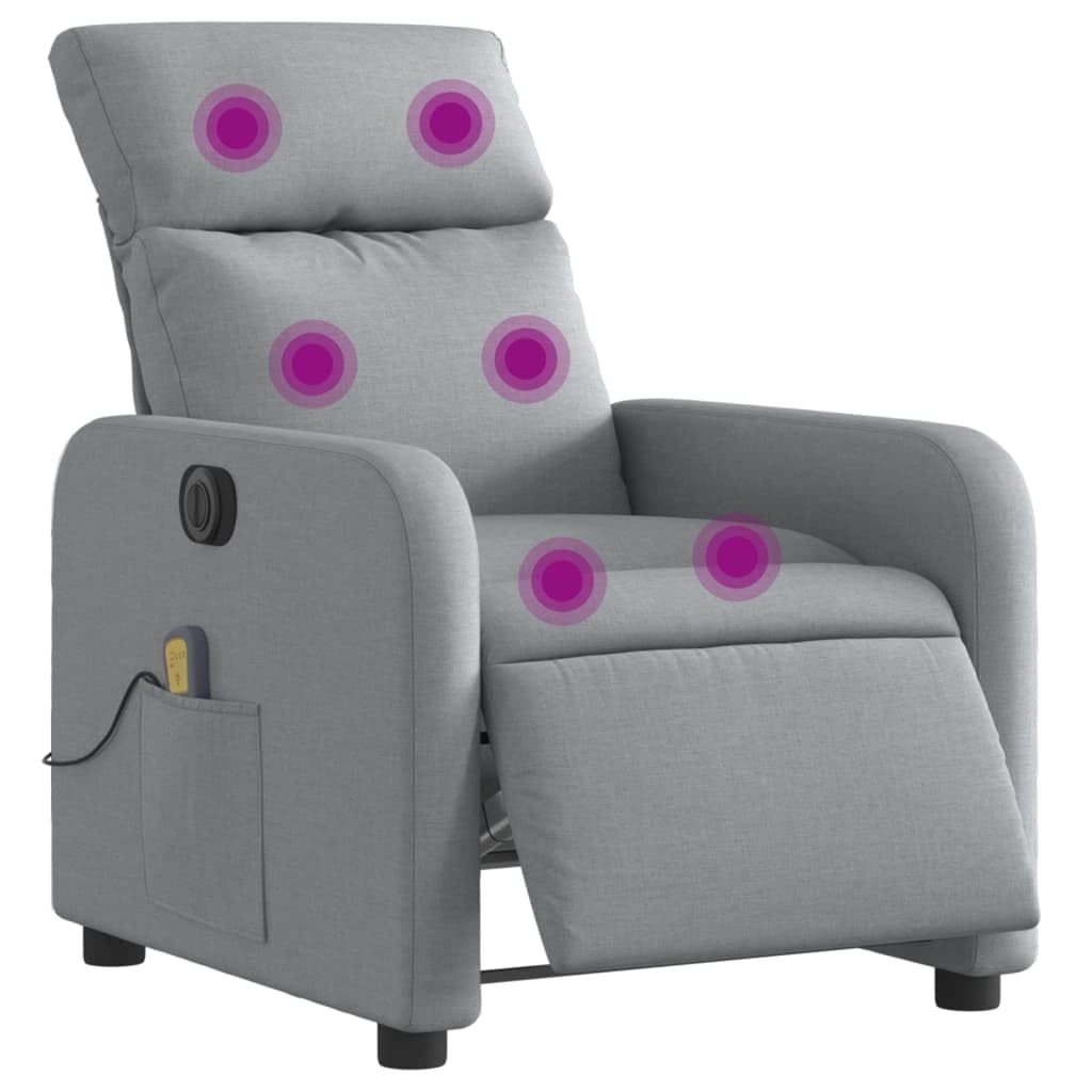 vidaXL Sillón reclinable de Masaje eléctrico Tela Gris Claro