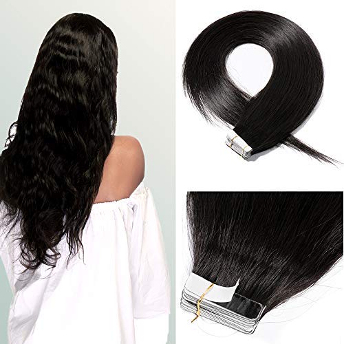 18 Inch Tape in Human Hair Down Black Hair Skin Double Tape
