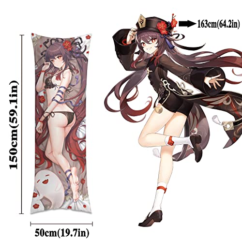 Genshin Impact Pillowcase Hu Tao Body Pillow Case Cover Dakimakura(59.1X19.7In/150X50Cm) #TOP4