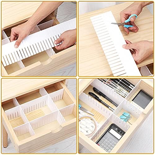 Adjustable Drawer Storage Organizer 40PCS Plastic Drawer Dividers Drawer Divider Grid DIY Drawer Dividers Flexible Drawer Dividers 40.5x5cm Plastic Drawer Storage Partition for Home Kitchen Office