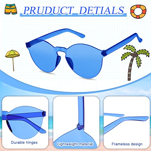 12 Pack Colored Glasses Round Rimless Sunglasses Transparent Candy Colored Sunglasses Tinted Eyewear Cool Sunglasses4