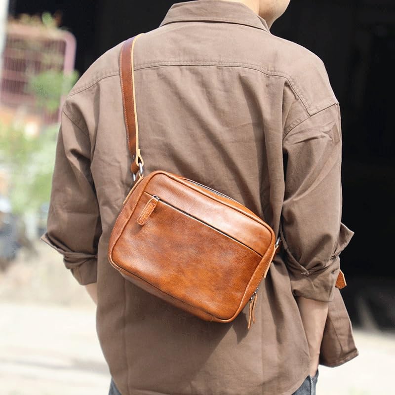 Crossbody Bag Vintage Handmade Messenger Bag Single Shoulder Wrap Top Layer Cowhide4