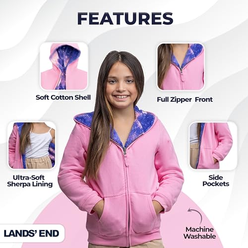 Image of Lands' End Kids Ultra Soft Sherpa Full Zip Hoodie Sweatshirt (XS-L)