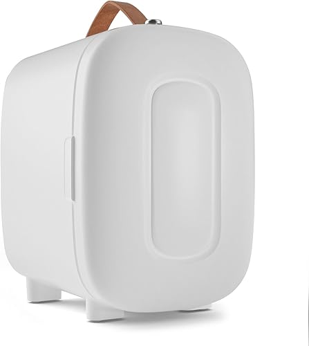 Miniatura 10 de Mini refrigerador para dormitorio, refrigerador pequeño de 4 litros/6 latas para el cuidado de la piel, mini refrigerador y calentador portátil de