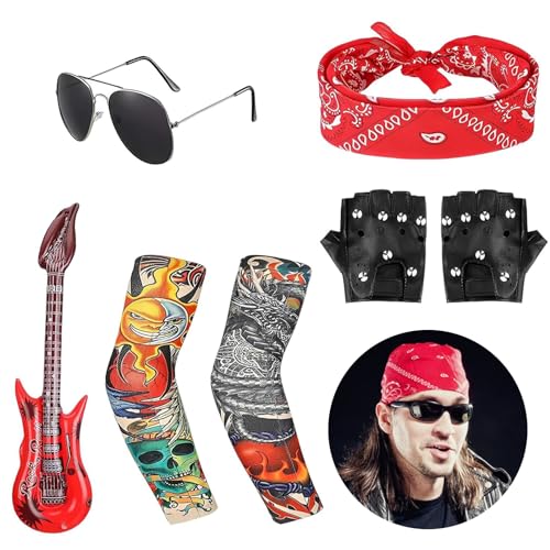 FEXPDL 9pcs Rockstar Fancy Dress Kids Rockstar Costume Rock Star Fancy Dress Kids Rockstar Accessories Kids Rockstar Fancy Dress Kids Rock Star Costume Boys and Girls Rockstar Costume