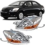 GXYWADY Headlight Assembly Replacement for 2007-2011 Toyota Yaris Sedan Halogen Projector Headlamp Headlights Pair Left and Right Side
